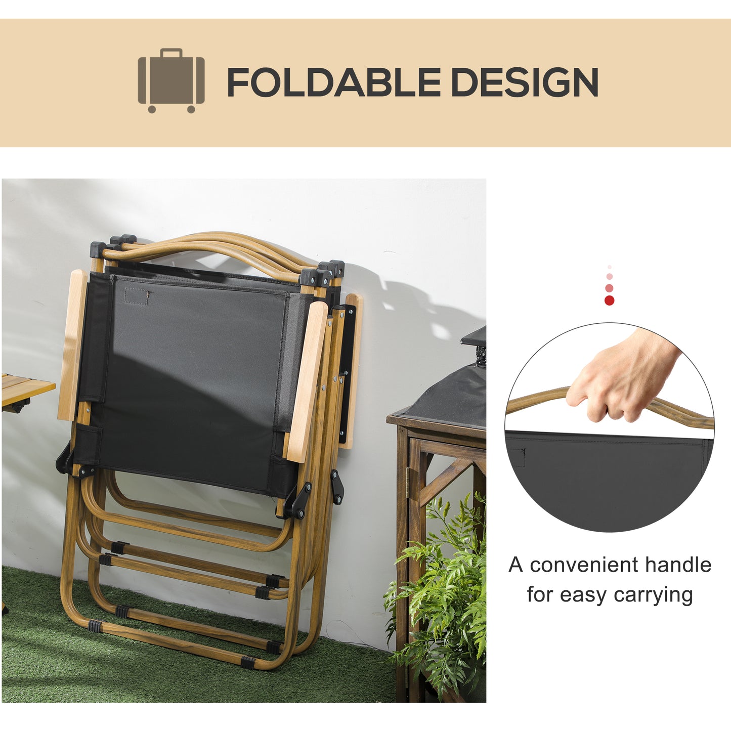 Set of 2 Camping Chair, Lightweight Folding Chair, Portable Armchairs, Excellent for Festivals, Fishing, Beach and Hiking, Beige