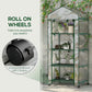 27" x 20" x 65" Portable Greenhouse with 4 Tier Shelves and Wheels, Outdoor Hot House Plant Flower Greenhouse, Steel Frame, Plastic Cover, Clear