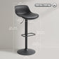 Counter Height Bar Stools Set of 2, Streamlined Bar Chairs with Adjustable Height and Swivel PU Leather Seat, Black