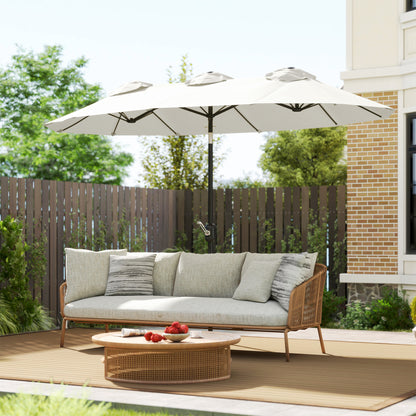 9.7' Cream White Double-Sided Umbrella with Tilt & Crank