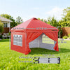 10' x 10' Red Pop Up Sun Shelter with Wheeled Bag