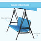 3-Seat Outdoor Porch Swing Patio Swing with Adjustable Canopy, Side Tray, Removable Cushion for Garden, Poolside, Grey