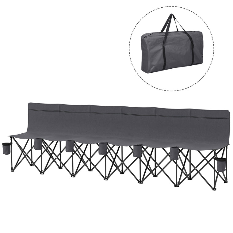 6-Seat Folding Camping Chair with Cup Holder - Dark Grey