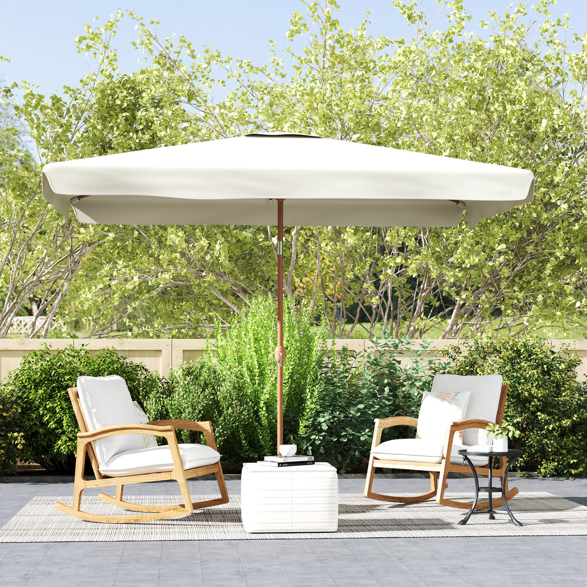 Patio Umbrella 118.1" x 78.7" Outdoor Parasol UV50+ Protection in Beige