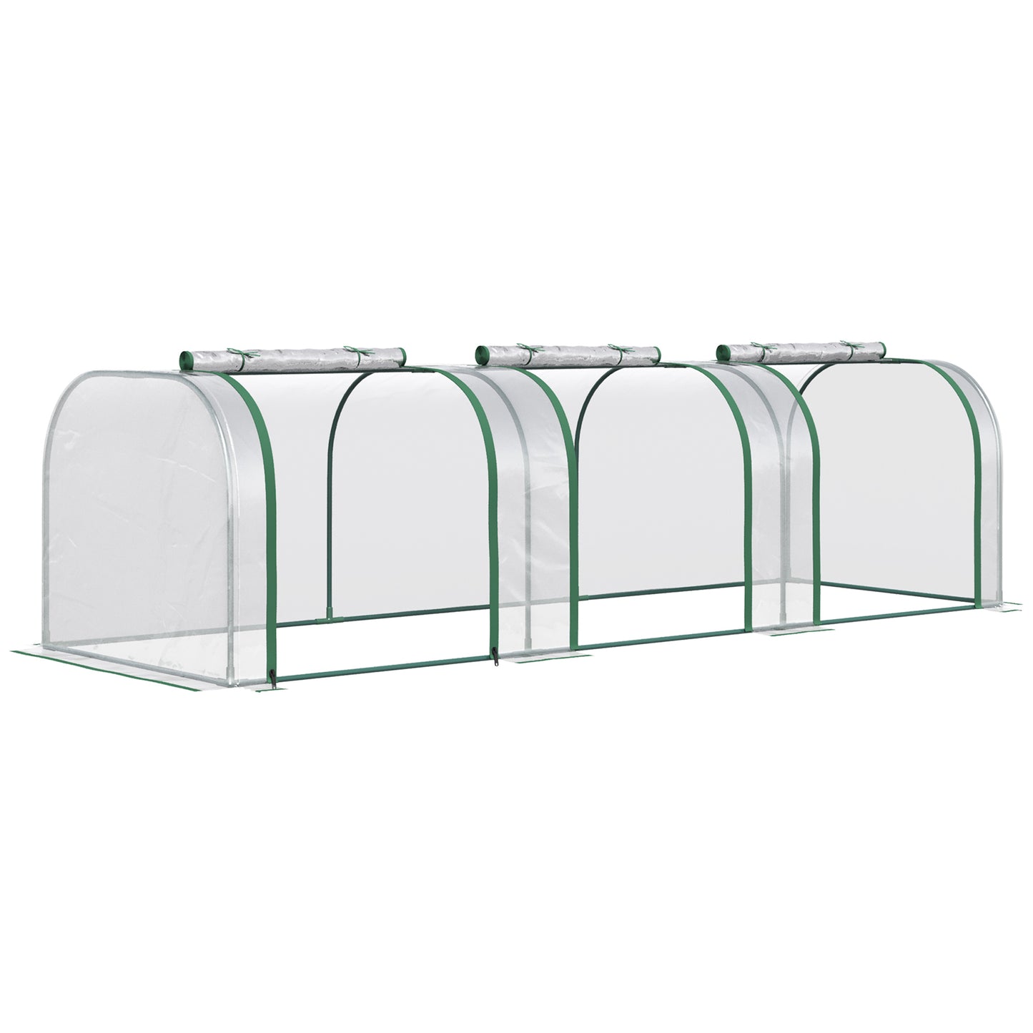 10' x 3' x 2.5' Portable Mini Tunnel Greenhouse with 3 Zipped Doors, Easy Assembly, Clear