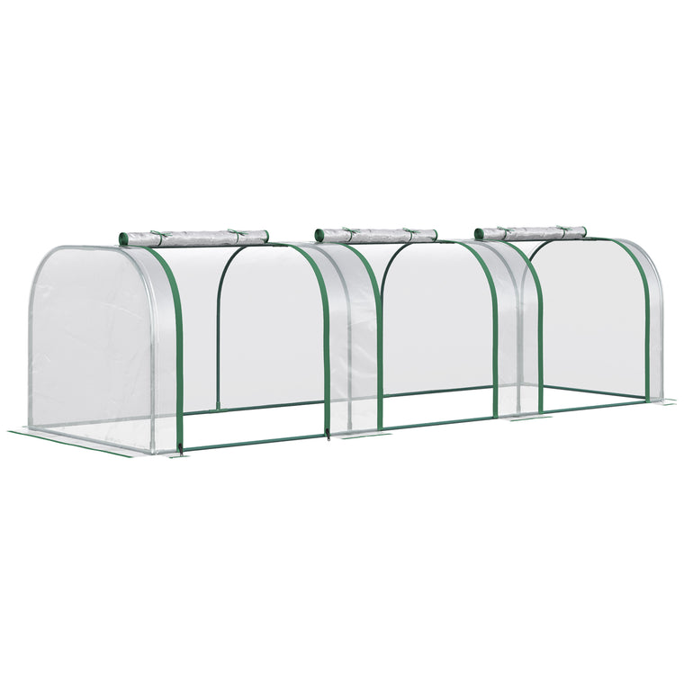 10' x 3' x 2.5' Clear Tunnel Greenhouse with 3 Zipped Doors