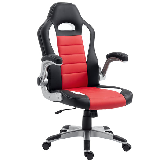 Racing Gaming Chair with Flip-Up Armrests - Red
