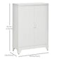 Metal Storage Cabinet, Industrial Sideboard Buffet Cabinet with 2 Louvered Doors, Adjustable Shelves, White