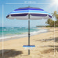 Beach Umbrella Adjustable Tilt Sunshade with Foldable Table Cup Holder 78" Multicolor