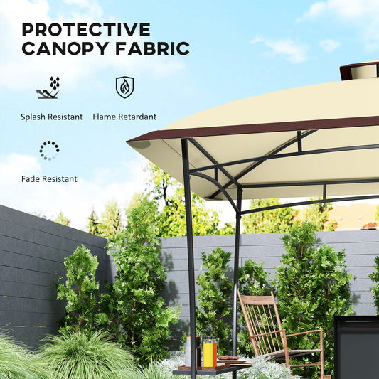 8' x 5' Beige Grill Gazebo with Side Shelves & Hook