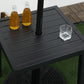 Outdoor Side Table, Patio End Table with Umbrella Hole, Small Coffee Table with Steel Frame for Balcony, Black
