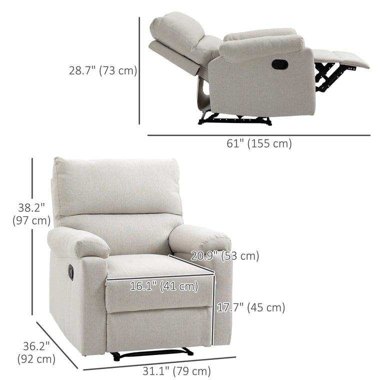 Manual Recliner Chair with Footrest