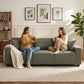3 Seater Sofa with Storage Pockets, Modern Upholstered Couch with Pocket Springs, Green