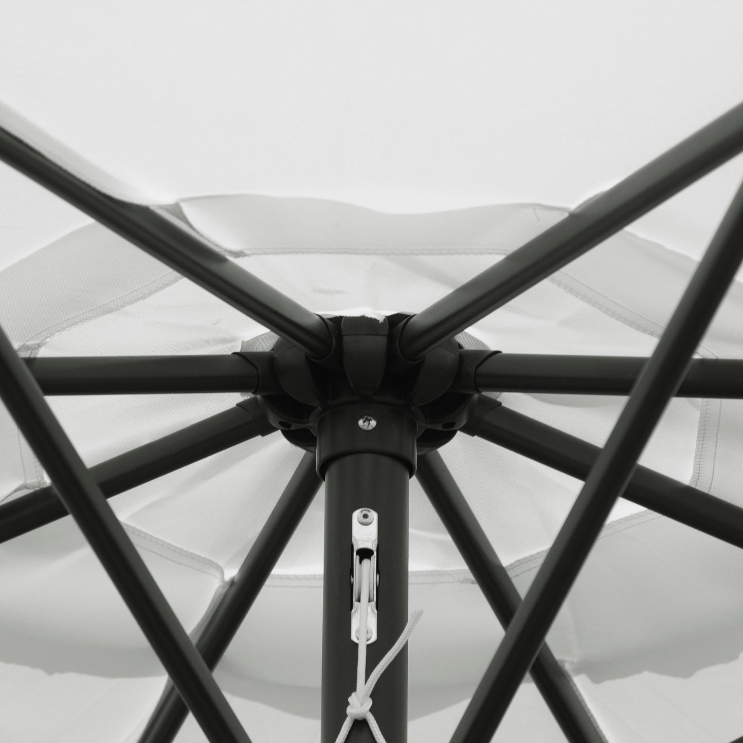 10' x 8' Round Market Umbrella, Patio Umbrella with Crank Handle and Tilt, Outdoor Parasol for Garden, White