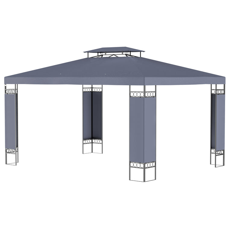 10' x 13' Grey Double Roof Patio Gazebo with Corner Frame