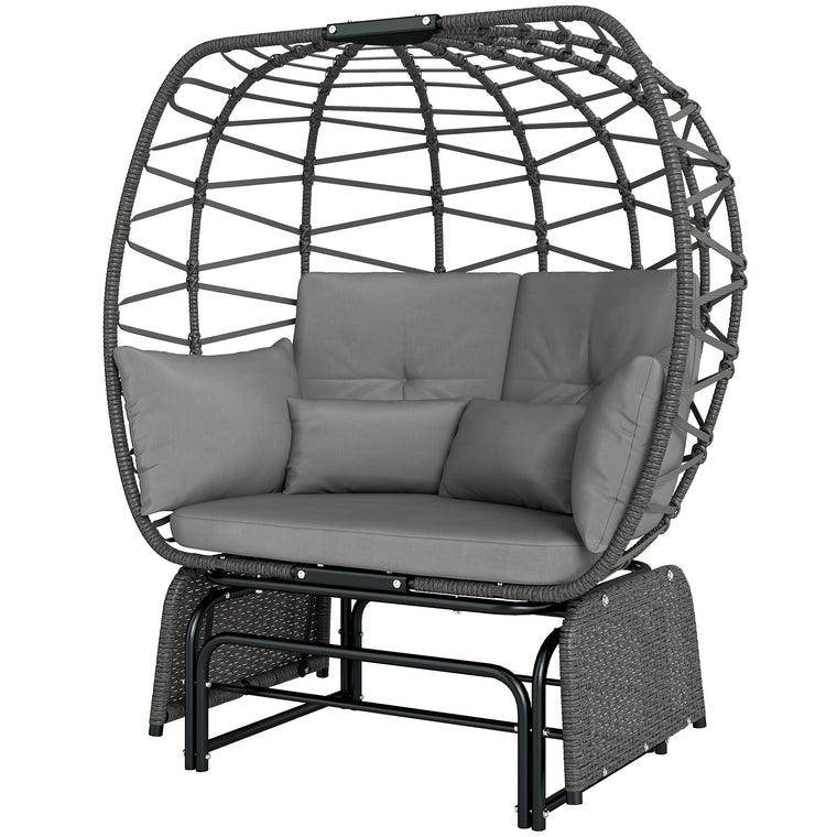 Double Glider Egg Chair with Cushions and Pillows