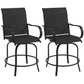 Outdoor Bar Stools Set of 2, 360° Swivel Bar Height Chairs, 26.8" x 29.5" x 48.4", Black