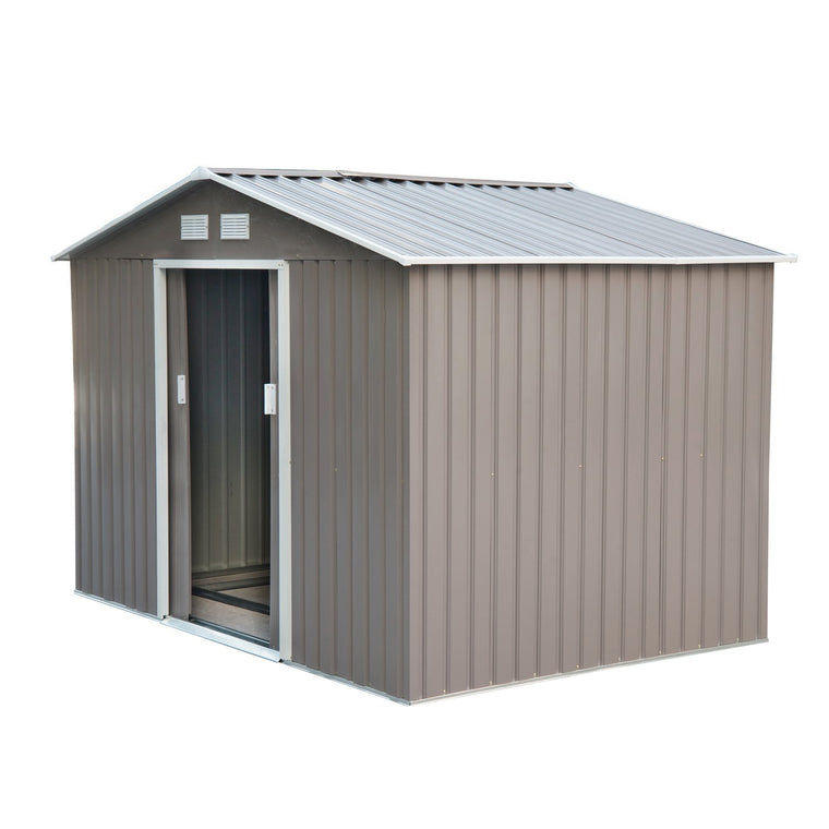 9' x 6.3' Metal Garden Shed with Foundation and Floor Base