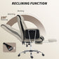 Reclining Office Chair, Overstuffed Executive Desk Chair with High Back, PU Leather, Footrest, Swivel Wheels, Grey
