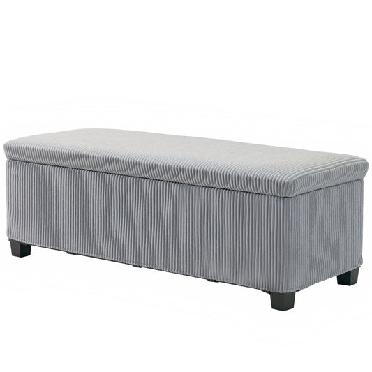 44" Corduroy Storage Ottoman Bench - Light Grey