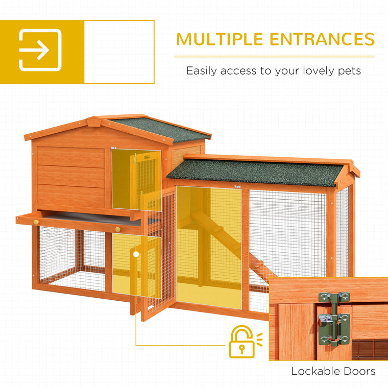 Two-Level Rabbit Hutch with Run & UV-Resistant Roof