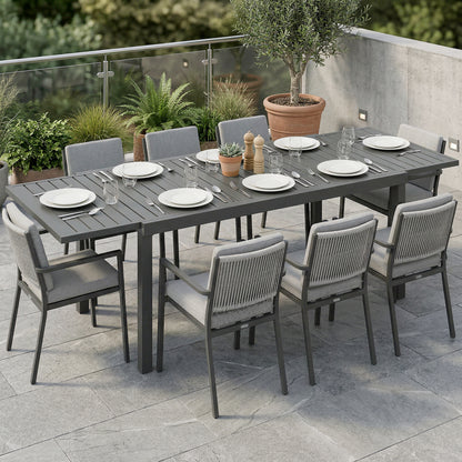 59"-89" Expandable Aluminum Dining Table, Slatted Top