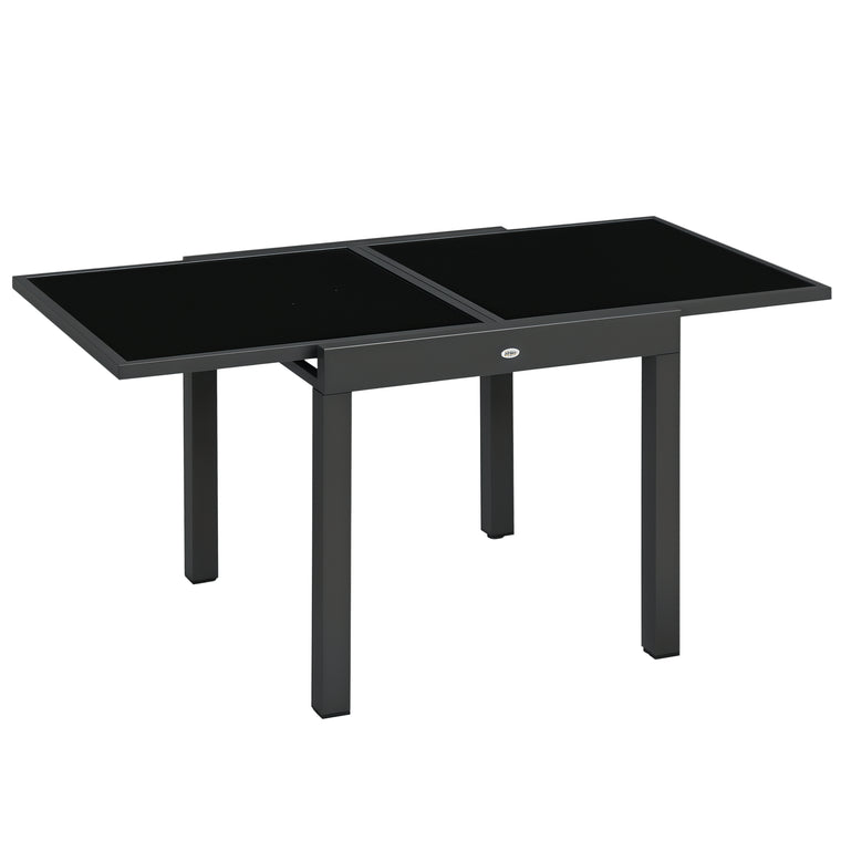 63" Extendable Aluminum Dining Table with Glass Top