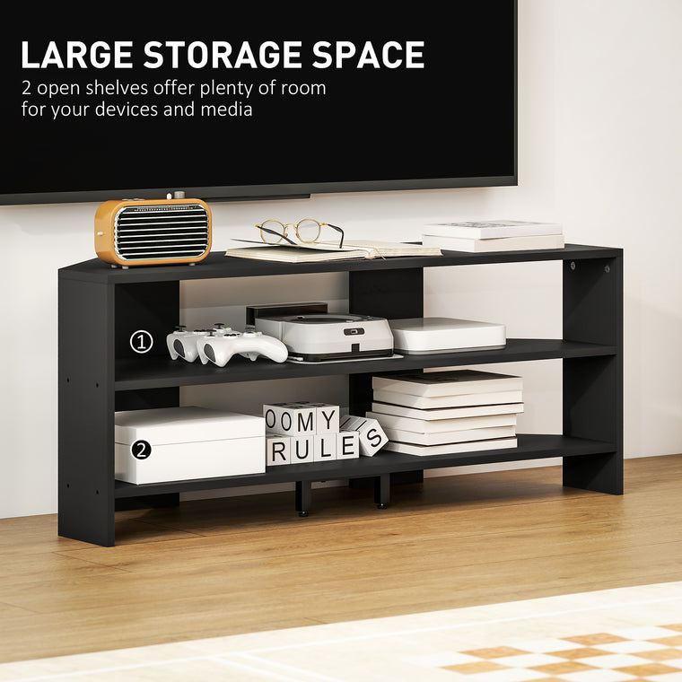 Corner TV Stand for 47" TV with Open Shelves - Black