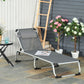 Folding Lounge Chair, Patio Lounger with Headrest, 5-Level Adjustable Backrest, and Aluminum Frame, Black