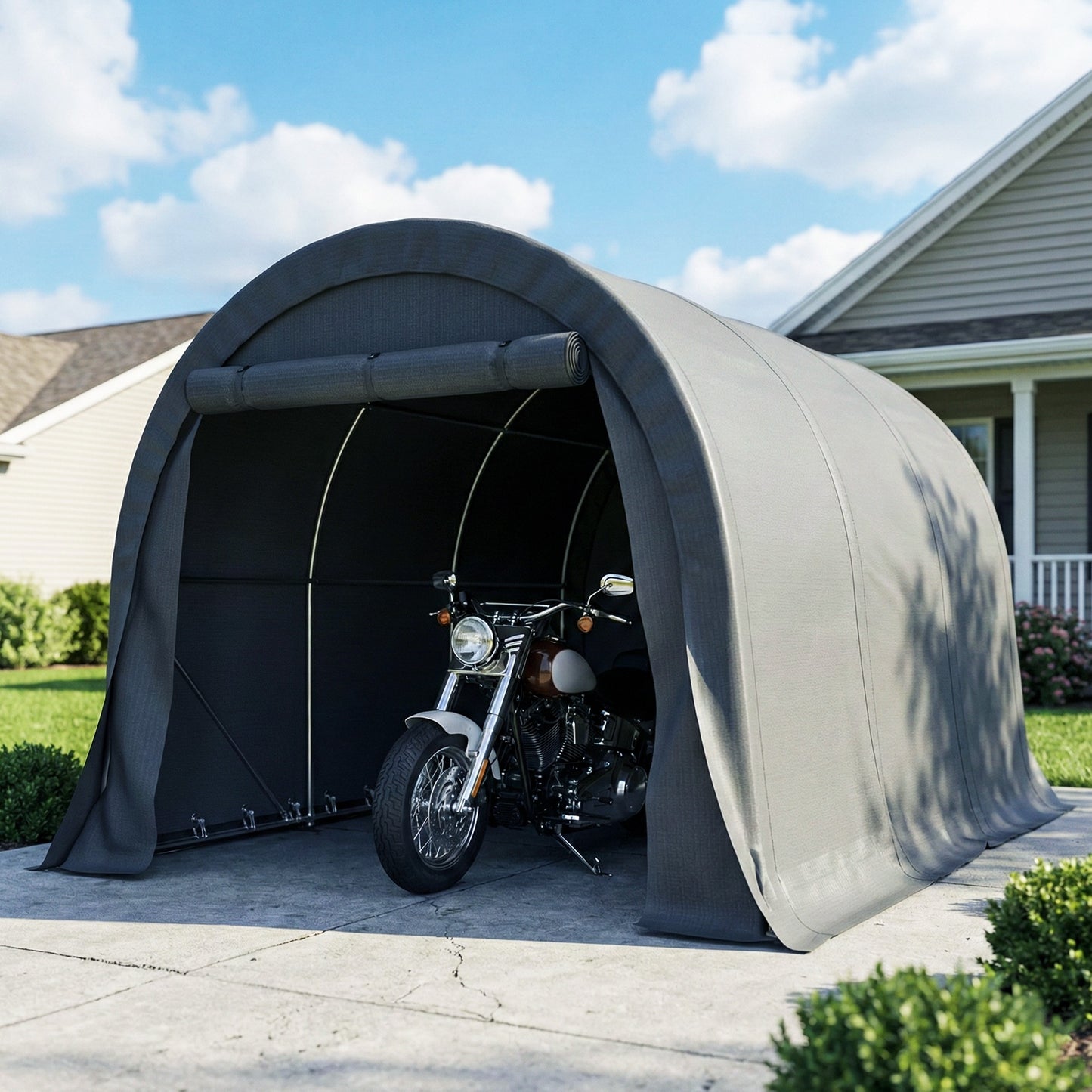 10' x 15' Heavy Duty Carport, Portable Garage Car Canopy Tent Shelter with Reinforced Galvanized Frame, Dark Grey