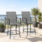 Outdoor Bar Stools Set of 2, 360° Swivel Bar Height Chairs, 26.8" x 29.5" x 48.4", Tan - Grey
