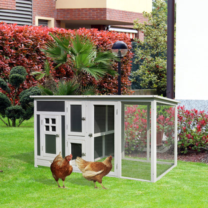 63" Grey Wooden Chicken Coop with PC Roof & Nesting Box