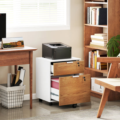 2-Drawer Lockable Filing Cabinet - White Wood
