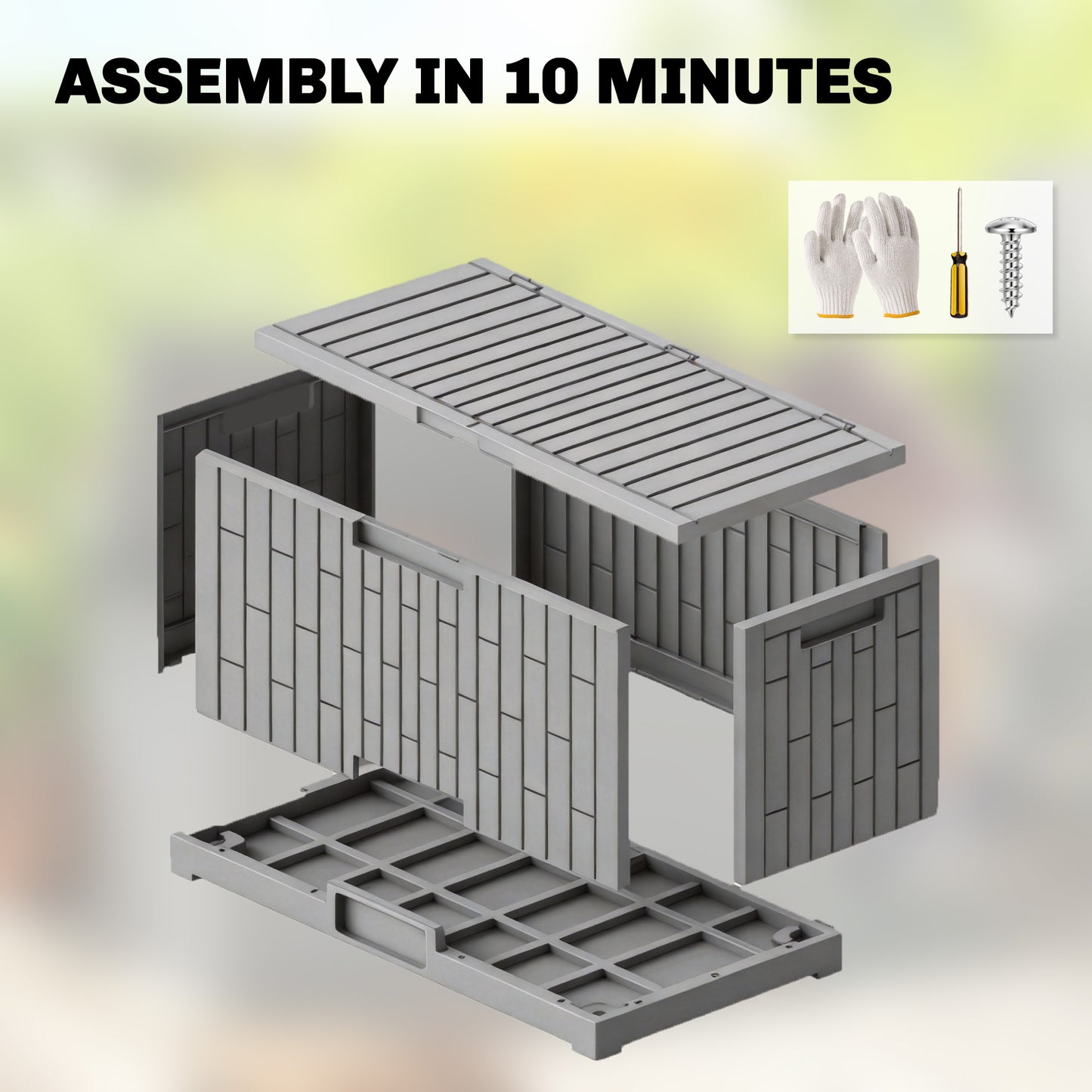 120 Gallon Resin Deck Box, Lockable Outdoor Storage Box, Splash-Resistant & UV Resistant Patio Storage Container