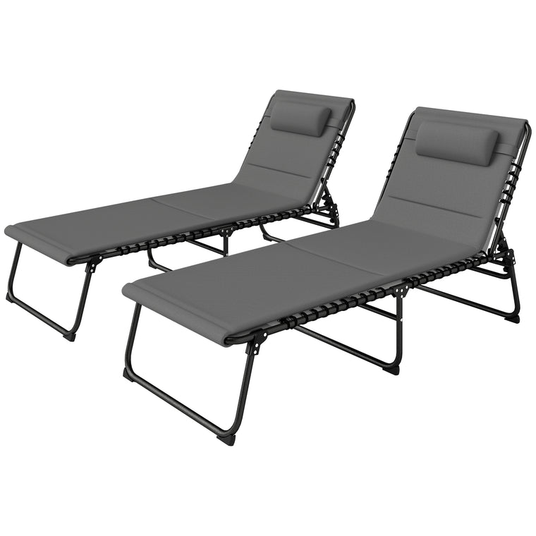 Folding Chaise Lounge with Quick-Dry Pad, Set of 2