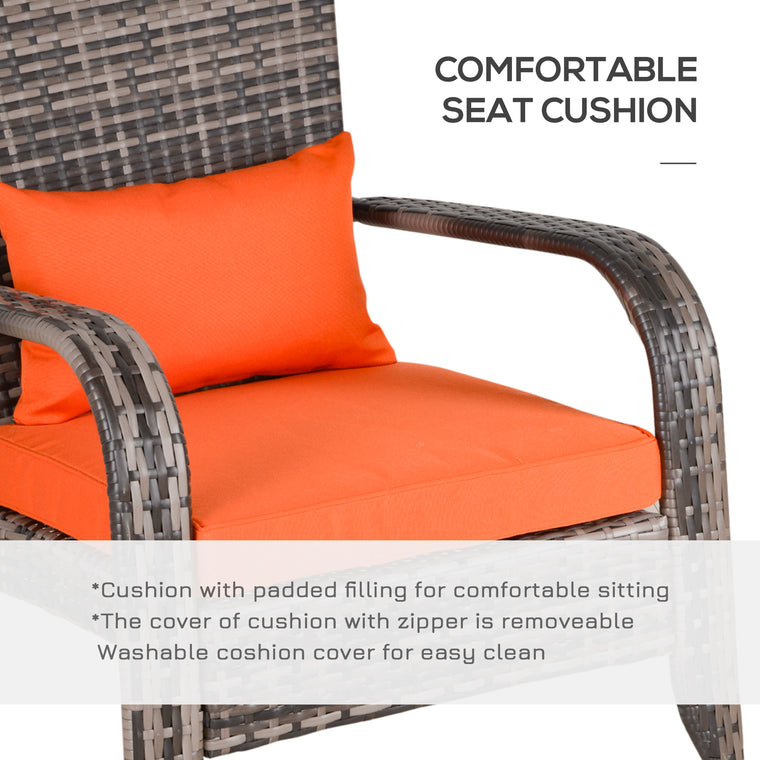 Orange PE Rattan Adirondack Chair with Cushions & Armrests