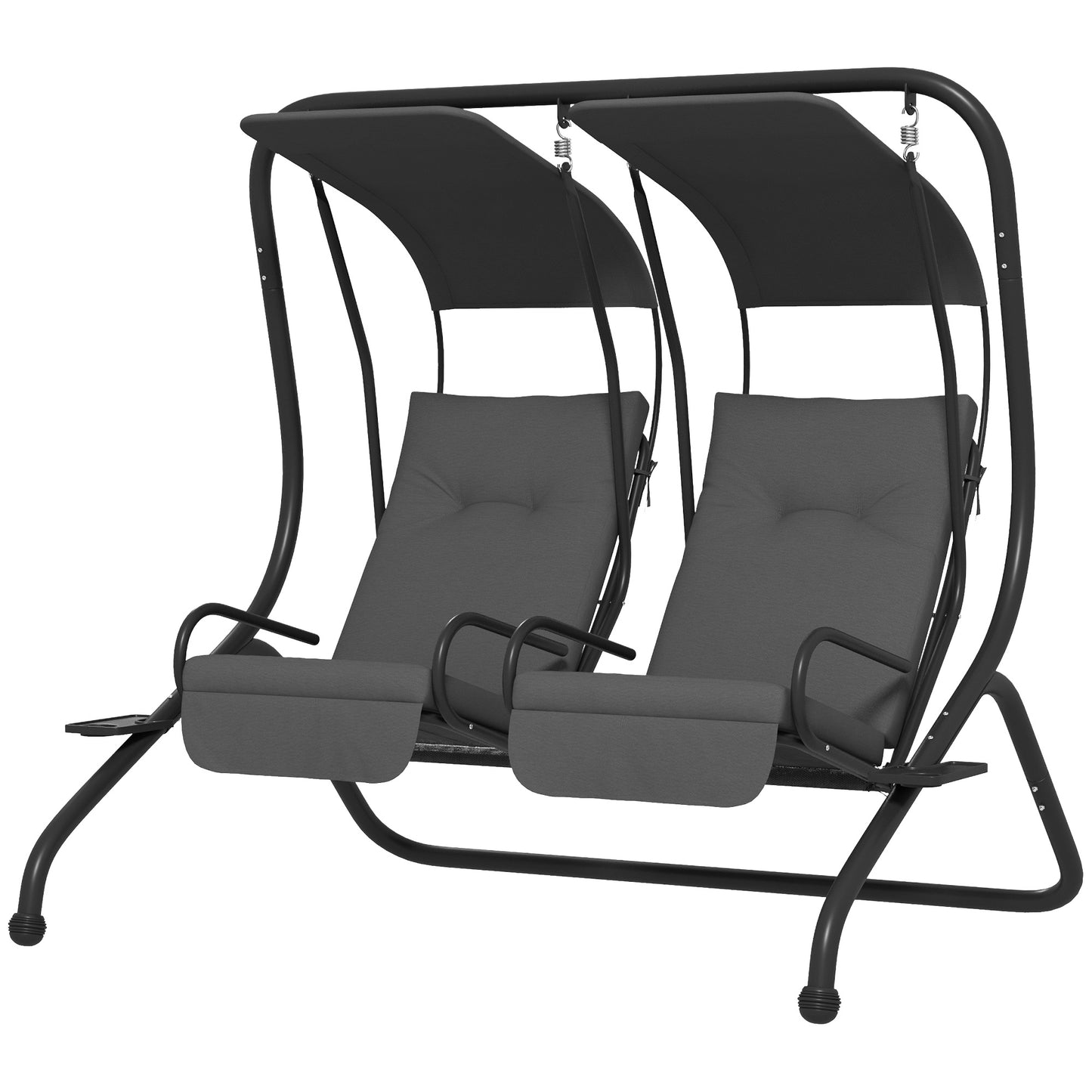 2-Seater Outdoor Porch Swing with Canopy, Patio Swing Chair for Garden, Poolside, Backyard, Black