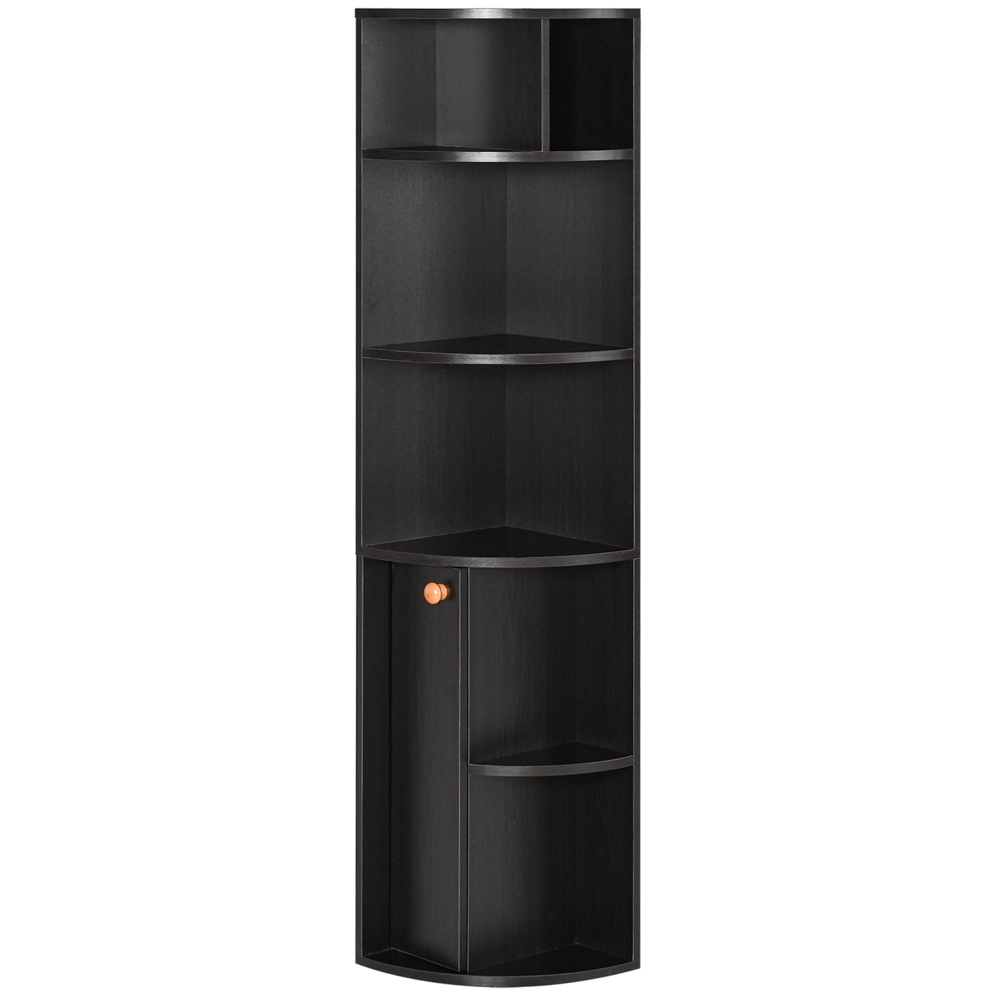 5-Tier Corner Bookcase, Storage Bookshelf, Freestanding Display Shelves with Open Compartments and Cabinet for Home Office, Living Room, Study, Black