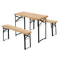 3 Pieces Folding Picnic Table Set, Portable Folding Picnic Table and Benches with Steel Frame for Garden, Park, Natural Wood