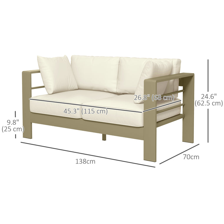 Patio Loveseat with Cushions and Wide Armrests