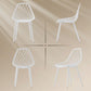 Modern Dining Chairs Set of 4, Plastic Kitchen Chairs with Hollow Backrest and Metal Legs for Living Dining Room, White