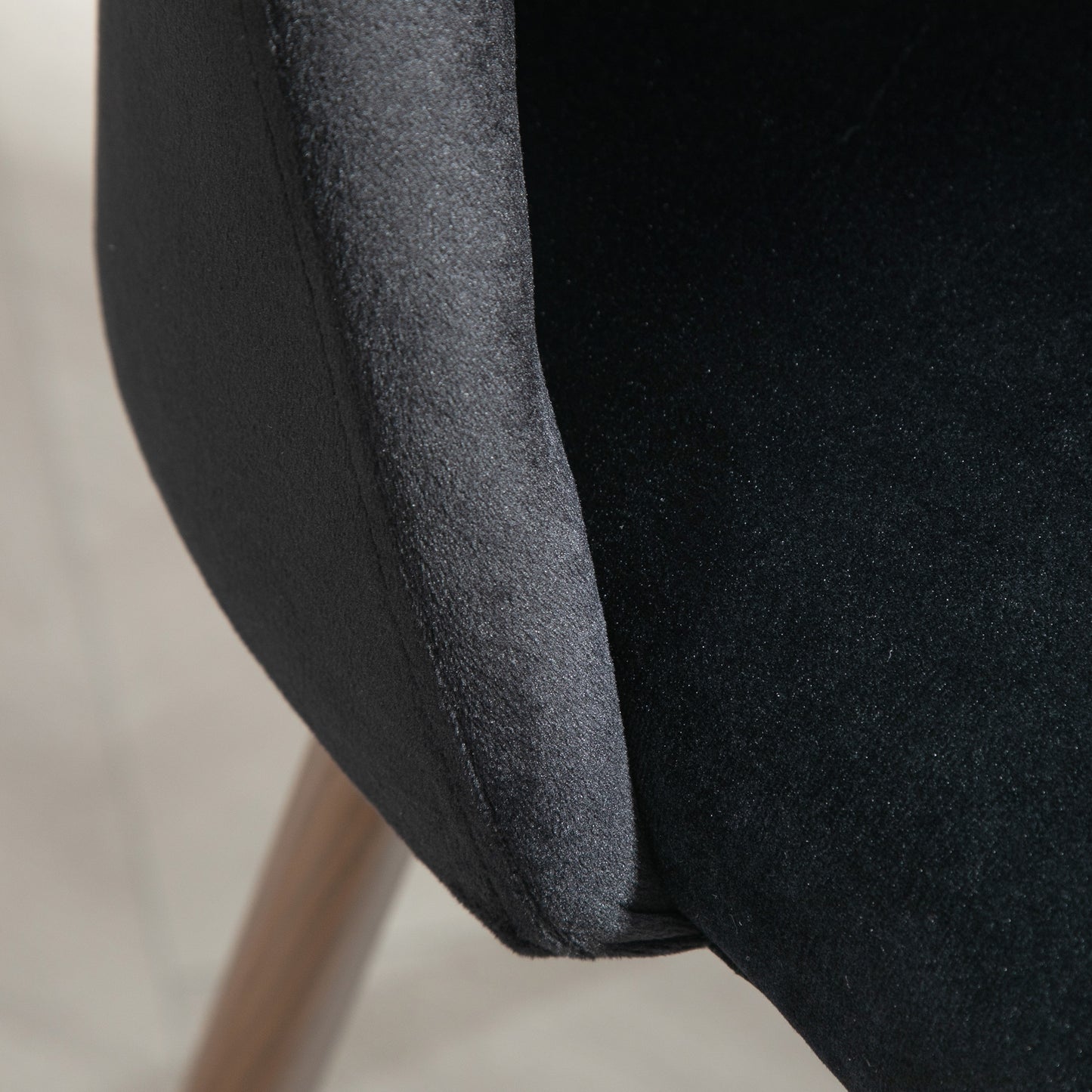 Upholstered Dining Chairs Set of 4, Velvet Accent Chair with Back and Wood-grain Steel Leg for Kitchen, Black