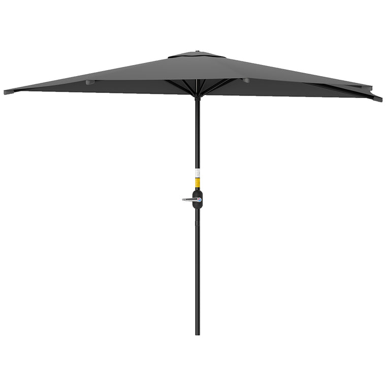 9.8ft Dark Grey Semi Round Half Umbrella with Top Vent