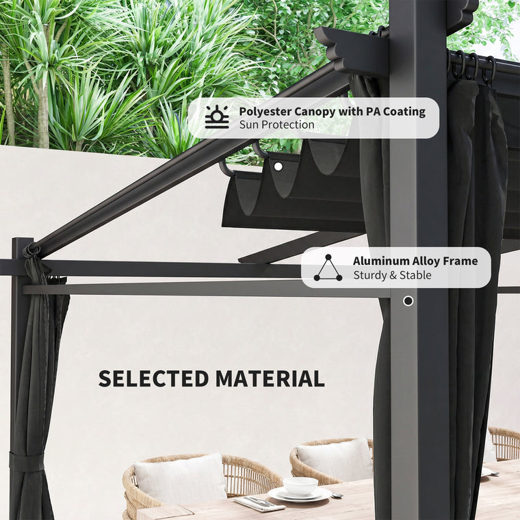 Metal Pergola with Sliding Retractable Roof Canopy