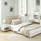 Nightstand with Fluted Panel, Bedside Table with Drawer and Open Compartment, Modern Night Table for Bedroom, White