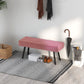 39 Inches Upholstered Bedroom Bench, Modern End of Bed Bench with Steel Legs, Pink