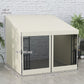 10' x 10' Wall Pergola, Outdoor Gazebo with 2 Curtains and 2 Nettings, UV Resistant, for Patio, Deck, Beige