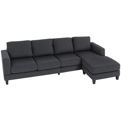 L Shaped Couch, L Shape Sofa with Chaise Lounge and Spring Cushion for Living Room, Bedroom - Charcoal Grey