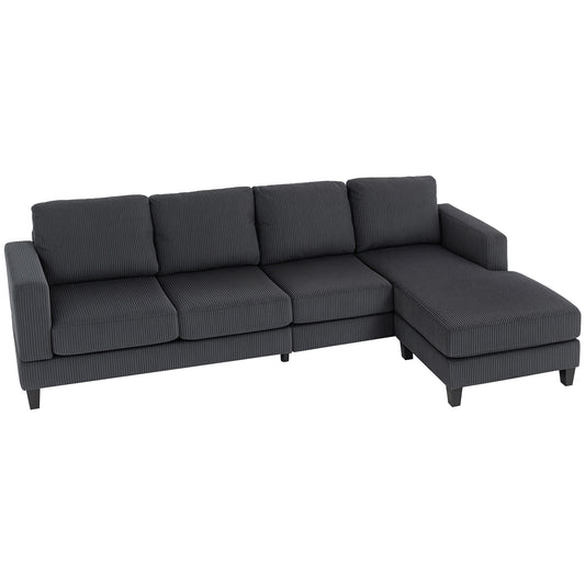 L Shaped Couch, L Shape Sofa with Chaise Lounge and Spring Cushion for Living Room, Bedroom - Charcoal Grey