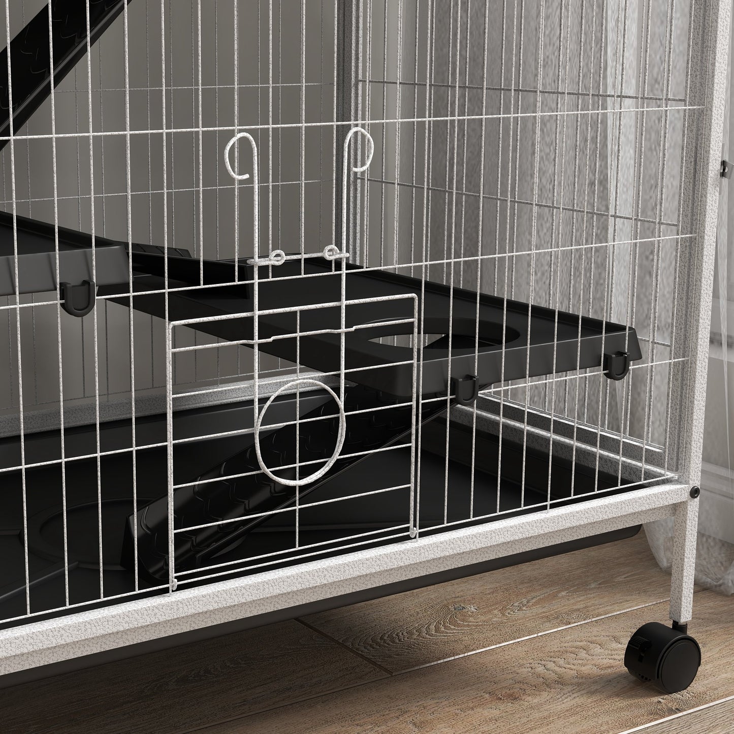 5-Tier Rolling Small Animal Cage, Deluxe Guinea Pig Cage, Ferret Cage for Mink Chinchilla Kitten Rabbit, Light Grey